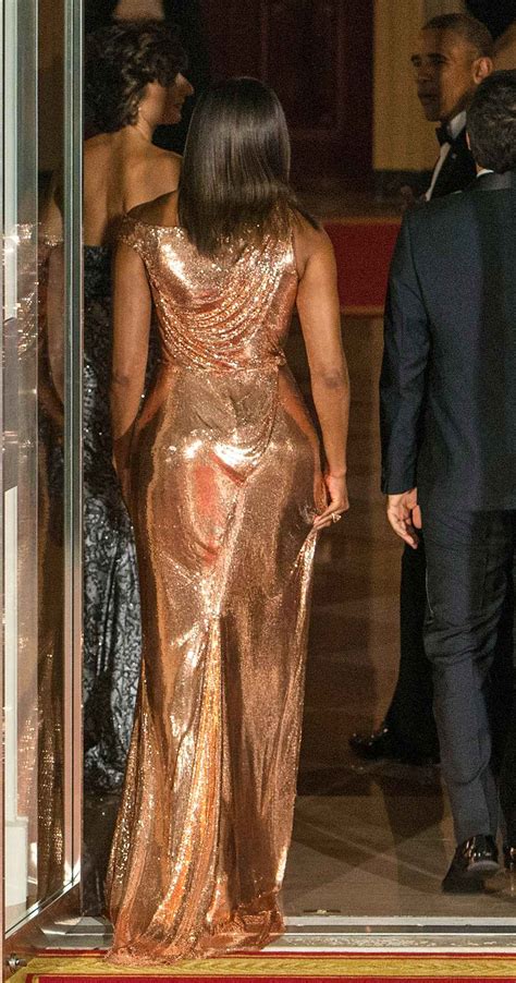 michelle obama robe versace|obama rose gold dresses.